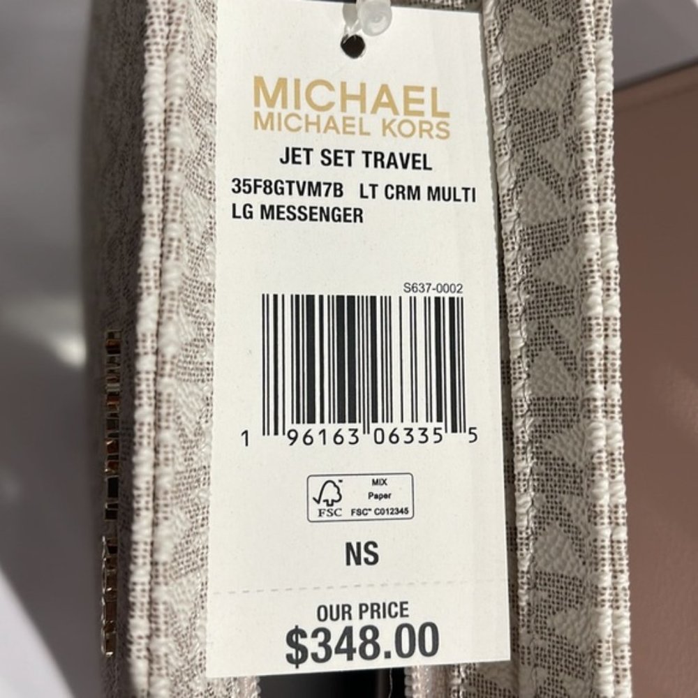 Michael Kors Jet Set Travel Large Messenger Crossbody Bag Light Cream Multi - Picture 7 of 16